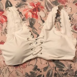 white scallop bathing suit